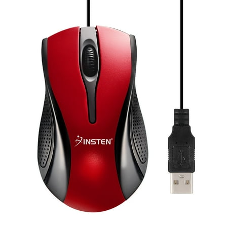 - Insten USB Optical Scroll Wheel USB 2.0 Mouse, Red / Black