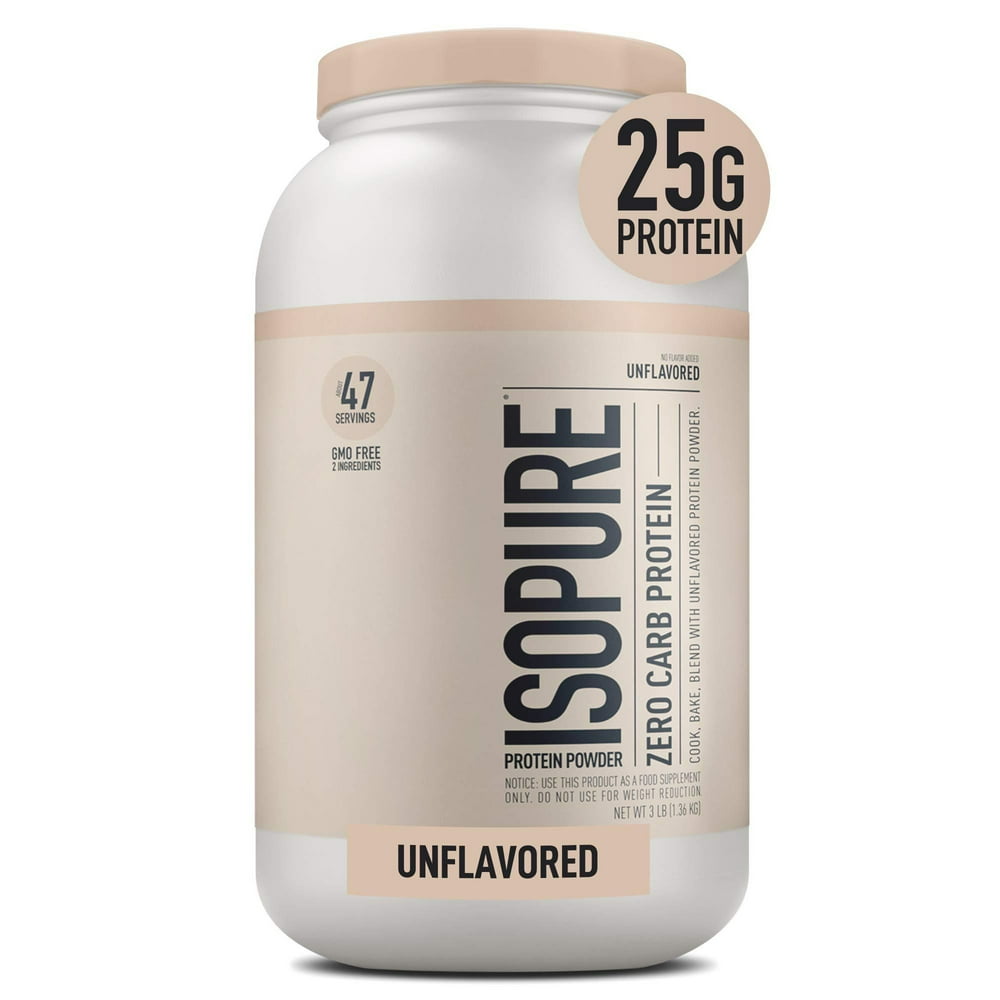 Isopure Zero Carb Unflavored 25g Protein, 100% Whey Protein Isolate ...