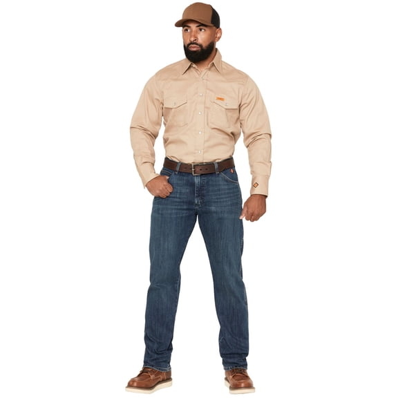 Wrangler Men's Medium Wash Regular Fit Work Jeans Blue 33W x 34L