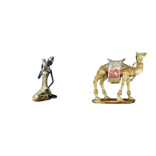 Estatua de mujer, figura africana, figura de camello, adorno de resina, artesanía tribal, material resistente, ideal para regalar o decorar el hogar.