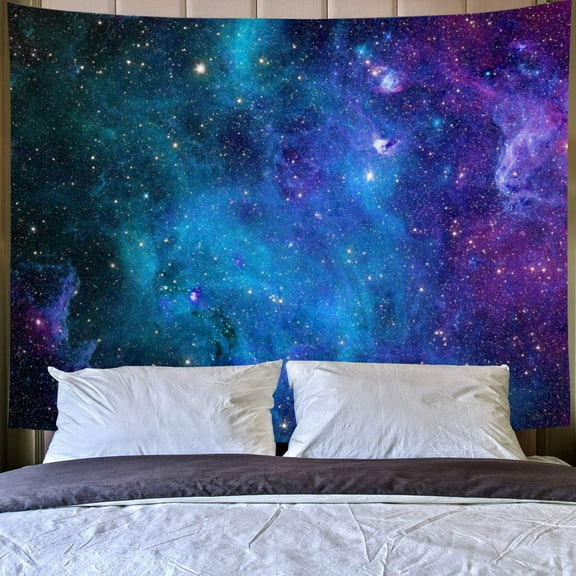 Gojian Galaxy Tapestry Blue Starry Sky Universe Space Tapestries Wall Hanging Mysterious Nebula Stars Backdrop for Living Room Dorm