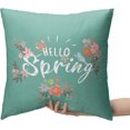 thumbnail image 2 of Spring Decorations Pillow Covers Colorful Cute Floral Throw Pillows Case 20 x 20 Bird Dark Green Pillowcases Set of 2 Spring Day Home Decor for Indoor Living Room Bed, 2 of 6