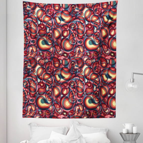 Colorful Tapestry, Modern Paisley Pattern with in a Funky Inspired Graphic Design Print, Fabric Wall Hanging Decor for Bedroom Living Room Dorm, 5 Sizes, Multicolor, by Ambesonne