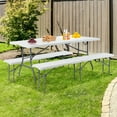 thumbnail image 2 of Costway Outdoor Camping Table Set Folding Picnic Long Table with 2 Bench Seats, 2 of 10