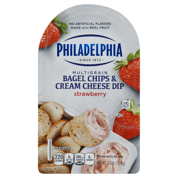 Philadelphia Strawberry Bagel Chips and Cream Cheese Dip, 2.5 Ounce -- 10 per case.