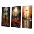 thumbnail image 3 of Designart "Darkness Christianity Crucifixion wall decor" Religion & Spirituality Wall Art Set Of 3 - Orange Christianity Gallery Wall Set For Home Decor, 3 of 7