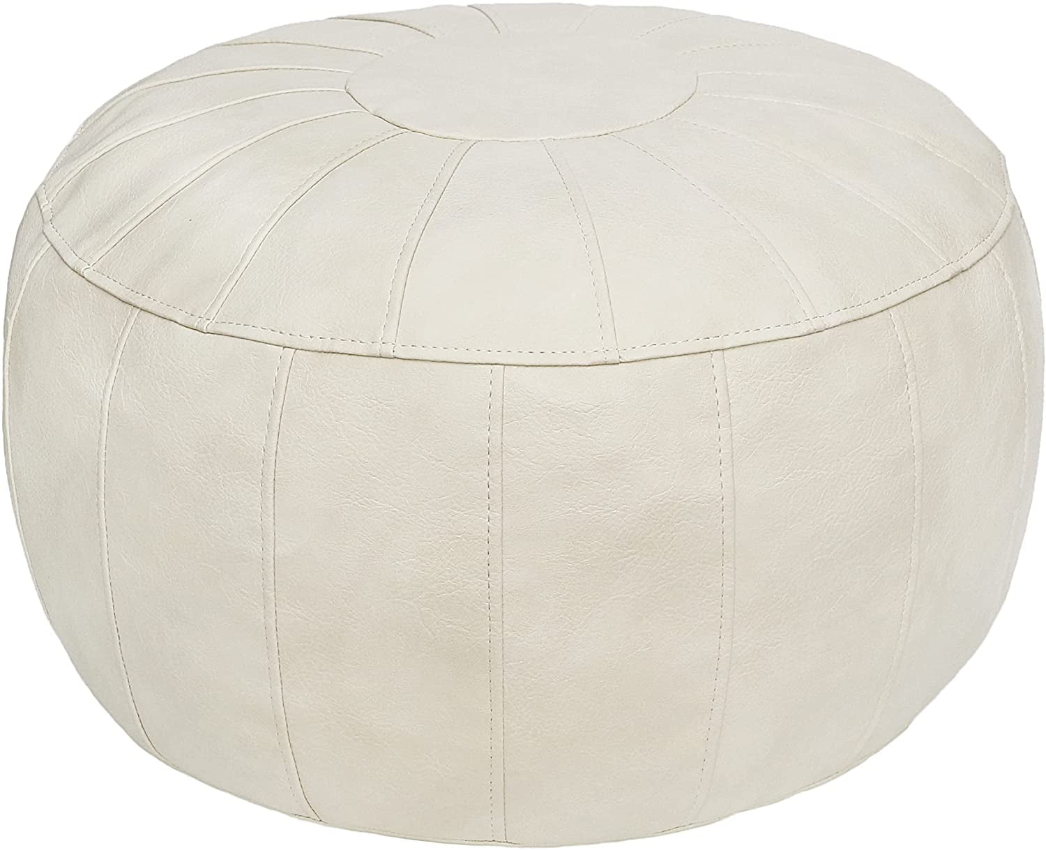 Thgonwid 21.7*13.7 inch Indoor Vegan Leather Pouf, Cream White - Walmart.com