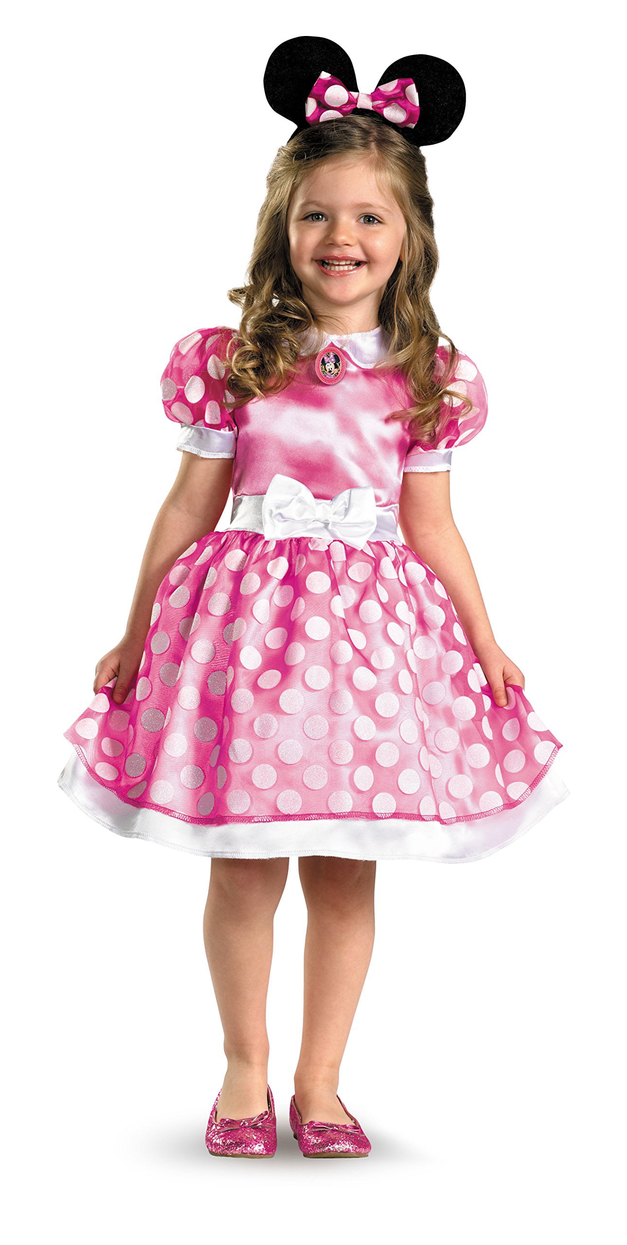 Disguise Pink Minnie Mouse Classic Girl's Halloween Fancy-Dress Costume for  Child, M (7-8) 