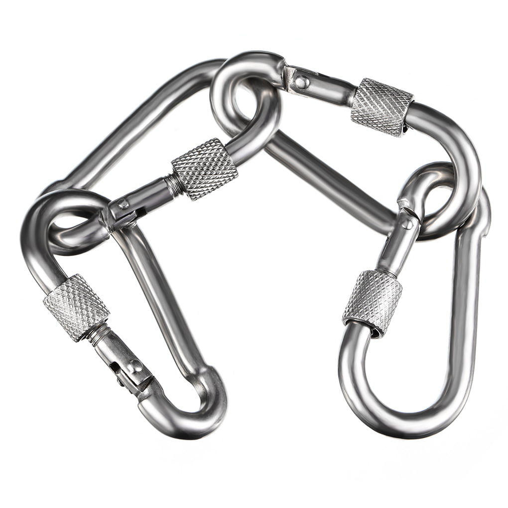10 pc M6 Stainless Steel Carabiner Snap Hook Camping, Spring Clip, Hiking 
