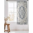 thumbnail image 3 of Sheer Curtains 63 Inch Length, Beige Blue Boho Semi Sheer Curtains Light Filtering Window Treatment, Medieval Vintage Ethnic Floral Abstract Privacy Voile Drapes for Living Room Bedroom 52x63 Inch, 3 of 7