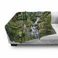 thumbnail image 3 of Garden Soft Flannel Fleece Throw Blanket, Pond in Style Garden Arboretum Trees Bush Foliage Rocks Waterscape Picture, Cozy Plush for Indoor and Outdoor Use, 70" x 90", Green White, by Ambesonne, 3 of 6
