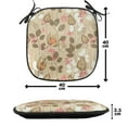 thumbnail image 4 of Autumn Chair Seating Cushion Set of 4, Seasonal Fruits and Leafs Vintage Botanical Print Soft Brown Toned Backdrop, Seat Pads for Office with Anti-slip Backing, 16"x16", Sepia Multicolor, by Ambesonne, 4 of 7