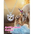 thumbnail image 4 of Just Being Cute Unicorn Necklace for Girls, Initial Necklaces Hypoallergenic 925 Sterling Silver Letter Z Pendant Daughter Jewelry Gift for Birthday Christmas with Love Card, 4 of 9