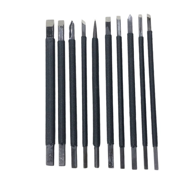 MasteelfCA 10pcs Professional Hand Carving Kit Stone Carving Tool Tungsten Steel Engraving Lettering Device Graver