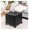 Black, variant on Modern Tufted Faux Leather Storage Ottoman with Wheels | 18.8" Square Rolling Footrest Stool & Vanity Seat for Living Room, Bedroom, Dorm | Hinged Lid, Black