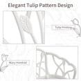 thumbnail image 4 of HOMEFUN Outdoor Patio Bench, Tulip Garden Bench All-Weather Cast Aluminum Extra Loveseat for Lawn Front Porch Path Yard Decor Deck Furniture-White, 4 of 7
