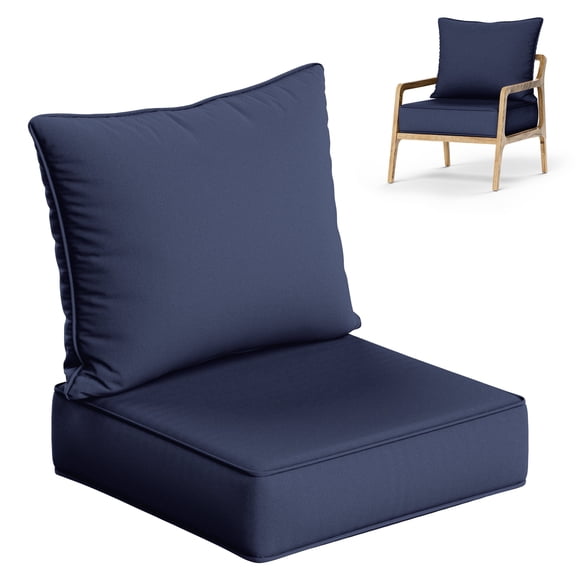 Kimunuk Outdoor Deep Seat Cushion Set, 24" x 24" x 6.5" Patio Furniture Chair Cushions Replacement for Sofa Couch, Navy