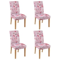 Set of 4 Wildflower Botanical Dining Chair Covers Romantic Nature Print Washable Polyester Stretch Slipcovers Removable Protector for Artistic Home Decor