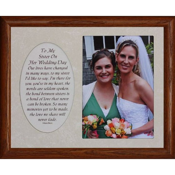 8x10 To My Sister On Her Wedding Day Photo Poetry Frame Holds A Portrait 5x7 Picture Black
