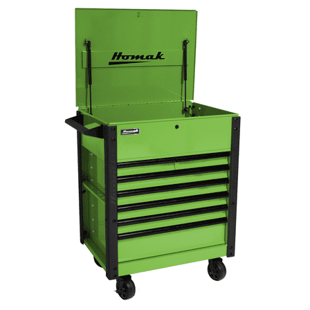 Homak Manufacturing 35 in. Pro Series 7-Drawer Service Cart, Green
