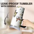 thumbnail image 5 of Butterfly 20oz Stainless Steel Tumbler with Handle and Straw – Insulated Travel Cup with Sliding Lid, 360° Full Wrap Printed Mug for Home, Outdoor & Sports Use, Spring, 5 of 6