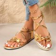 thumbnail image 5 of KIJBLAE Plus Size Women's Butterfly Accent Flat Sandals, Round Open Toe Solid Design, Back Elastic Band Comfy Summer Casual Footwear Gold 39, 5 of 5