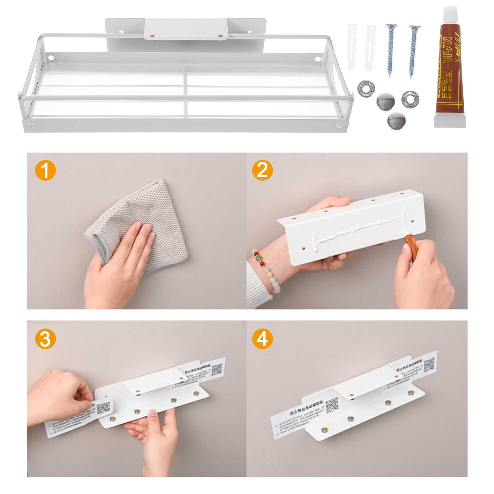 PAMINGONO White Carbon Steel Pull-Out Under Sink Drawer Organizer Cabinet Storage Rack for Kitchen Bathroom