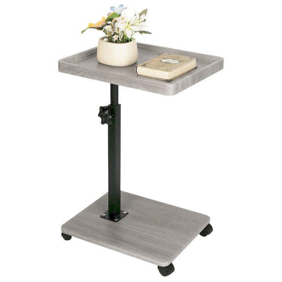 ManyFun C Table End Table Adjustable Height, 360°Swivel TV Tray Table for Small Spaces, Couch Tables That Slide Under, C Shaped Side Tables with Wheels for Living Room and Bedroom, Bed