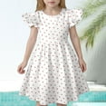 thumbnail image 2 of WMQPNNS Girls Dresses Summer Ruffle Sleeve Floral Dresses Smocked Flowy A-Line Cotton for Girl Casual Boho Dress for Age 5-6 Years, White, 2 of 4
