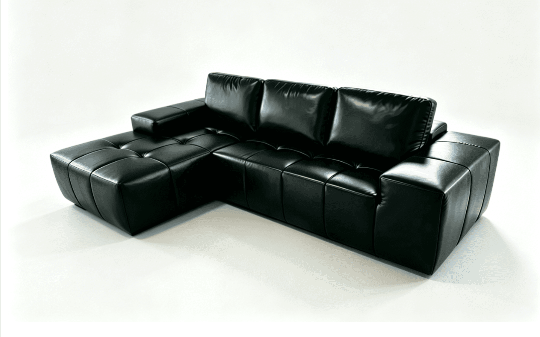 Howcool Boneless Cloud Sectional Sofa with Chaise,Faux Leather L-Shaped Couch,Deep Seat Modular Sofa with Wide Armrests,No Assembly Required,Left-Facing,Black