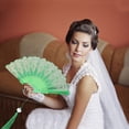 thumbnail image 5 of Unique Bargains 1 Pc Lucky Cloud Pattern Folding Fan for Masquerade Green Silk Fabric, 5 of 5