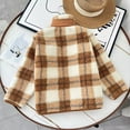 thumbnail image 6 of Boys Girls Polar Fleece Plaid Jacket Kids Fall Winter Sherpa Stand-Up Collar Winter Coat Full Zip Warm Outerwear 4-14Y, 6 of 8