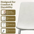 thumbnail image 2 of 36" Square Glass Dining Table Set, Modern Stainless Steel Cross-Leg Base with 4 Silver-White Velvet Upholstered Dining Chairs, for Dining Rooms, Cafes, Apartments, 2 of 8