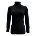 thumbnail image 4 of HAYIMI Women Turtleneck Ribbed Knit Sweater Long Sleeve Button Slim Fit Stretch Casual Fall Winter Pullover Tops Dailywear, 4 of 5