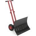 thumbnail image 2 of Lumiparty Snow Shovel with Wheels, Heavy Duty Double Rod Wheeled Snow Pusher with 29"W X 19.8"H Metal Blade, Angle & Height Adjustable Handle for Driveway Sidewalk Yard, Black, 2 of 7