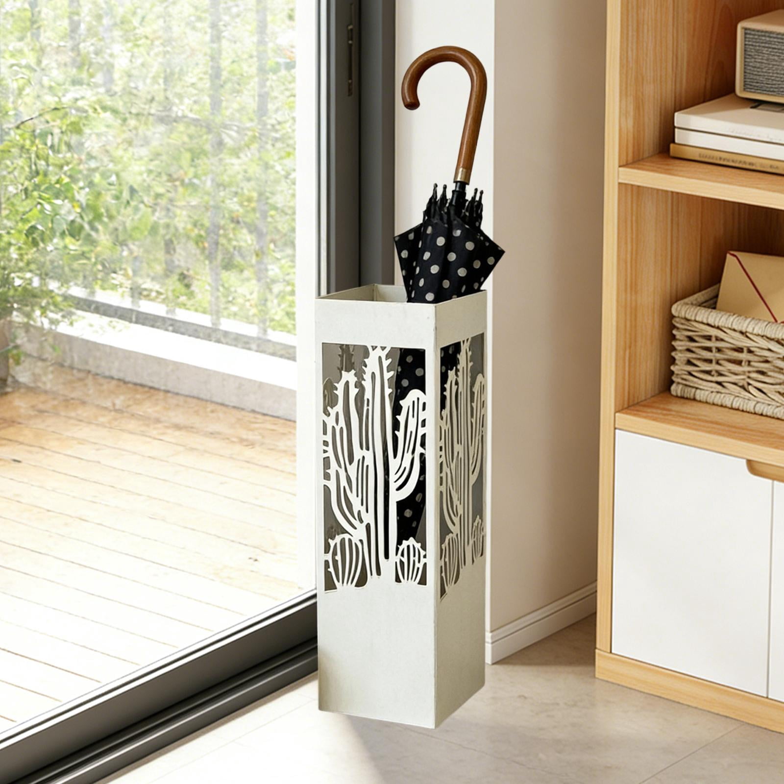 Fiocias Iron Umbrella Stand Modern Rectangular Holder Entryway Organizer Durable Storage
