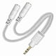 thumbnail image 1 of Headphone Splitter, 3.5mm Splitter Cable for Headset [Fine Braided & Gold Plated] Stereo Audio Y Cab, 1 of 5