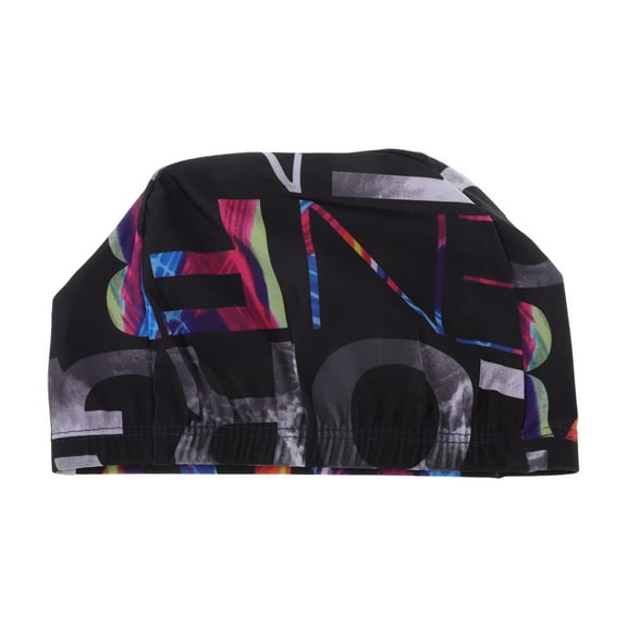 Unique Bargains 1 Pc Elasticity Word Pattern Swim Cap 5.91"x8.27" Gray Black