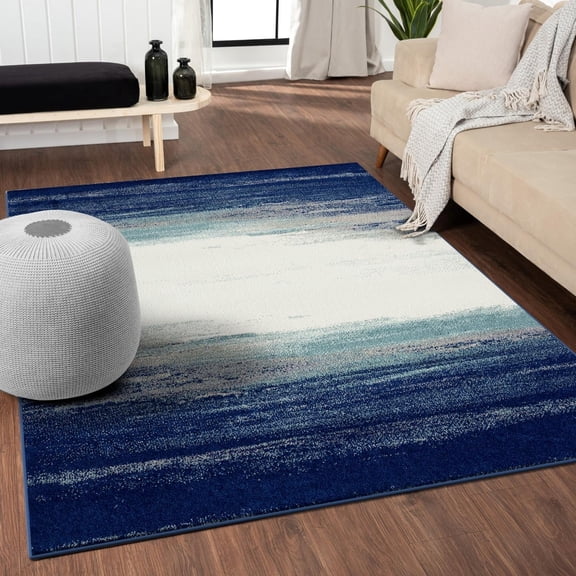 Luxe Weavers Modern Abstract Coastal Blue 8x10 Area Rug, Fade Resistant Carpet