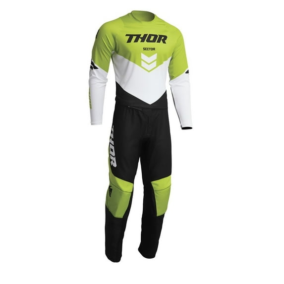 Thor Sector Chev Jersey and Pant Combo Black/Green (Jersey X-Large / Pant W38)