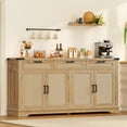 thumbnail image 5 of 63" Large Buffet Cabinet with 4 Doors and 3 Drawers, Farmhouse Buffet Sideboard Cabinet with Storage, Coffee Bar Wine Bar for Dining Room, Living Room, Natural, 5 of 8