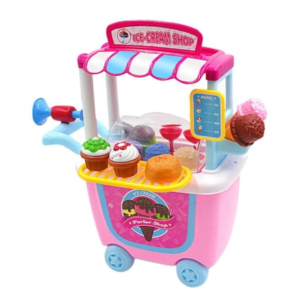 Ice Cream Toy Cart Play Set for Kids 31Piece Pretend Play Food