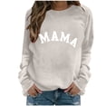 thumbnail image 2 of Qgtaibl Letter Print Sweatshirts for Women Long Sleeve Crewneck Fleece Pullover Shirts Loose Fit Casual Mom Life Fall Tops Khaki XXL, 2 of 5