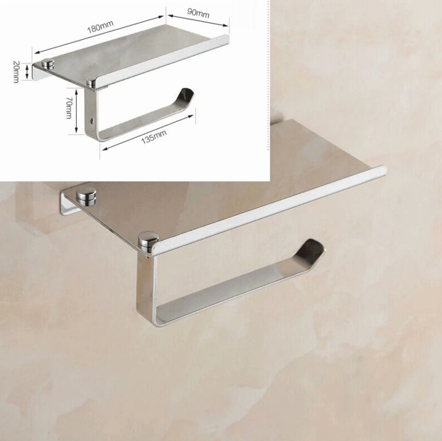 Toilet Paper Holder With Mobile Phone Storage Shelf Holders Wall Mounted Rack