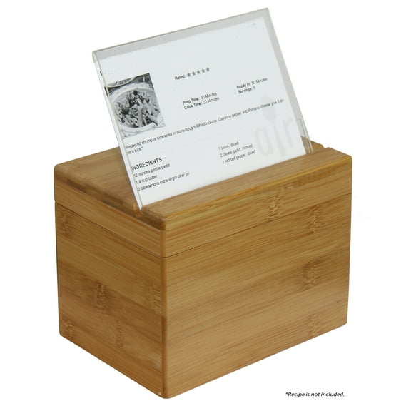 Oceanstar Bamboo Recipe Box with Dividers, 6.80 in L x 4.9 in W x 5.3 in H, Natural Color