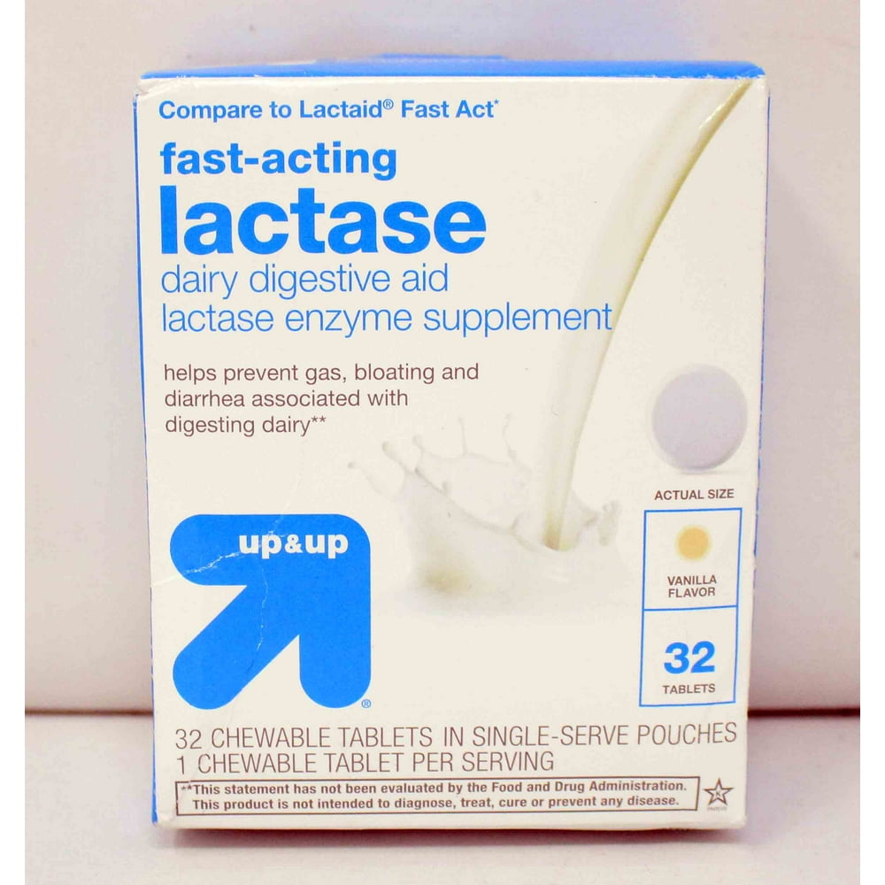 Up & Up Vanilla Flavored FastActing Lactase Dairy Digestive Aid 32 Tablets