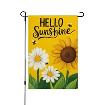 AMHNF Hello Sunshine Daisy Sunflower Linen Garden Flag for Spring Summer Home Outdoor Garden Yard Door Decor 12x18 inch