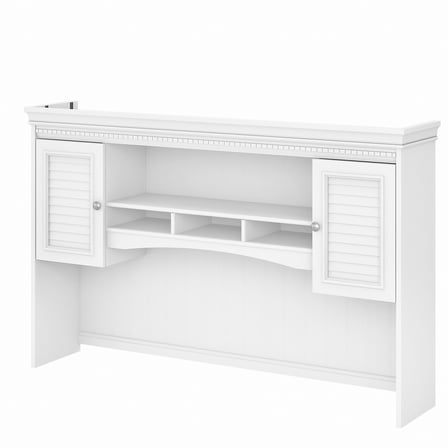 Fairview Cottage 60W Hutch for L Shaped Desk in Shiplap Gray and Pure White (Desk sold Separately)