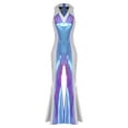 thumbnail image 4 of iiniim Women 70s Shiny Disco Prom Jumpsuit Music Festival Raves Party Hippie Costume Flared Long Pants Blue S, 4 of 7