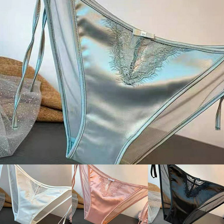 Women Soft Silk Satin Lace Panties G-String Lingerie Underwear Brief  Knickers